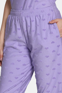 Zivame 2 Mile Fashion Knit Cotton Pyjama Set - Lavender — thumbnail 7