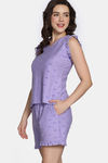 Zivame 2 Mile Fashion Sweetheart Diaries Knit Cotton Shorts Set - Lavender — thumbnail 3
