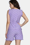 Zivame 2 Mile Fashion Sweetheart Diaries Knit Cotton Shorts Set - Lavender — thumbnail 4