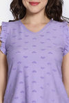 Zivame 2 Mile Fashion Sweetheart Diaries Knit Cotton Shorts Set - Lavender — thumbnail 5