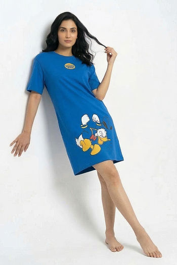 Zivame Donald Duck Knit Cotton Loungwear Dress - Daphne — image 3