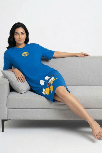 Zivame Donald Duck Knit Cotton Loungwear Dress - Daphne — image 4