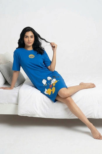 Zivame Donald Duck Knit Cotton Loungwear Dress - Daphne — image 5