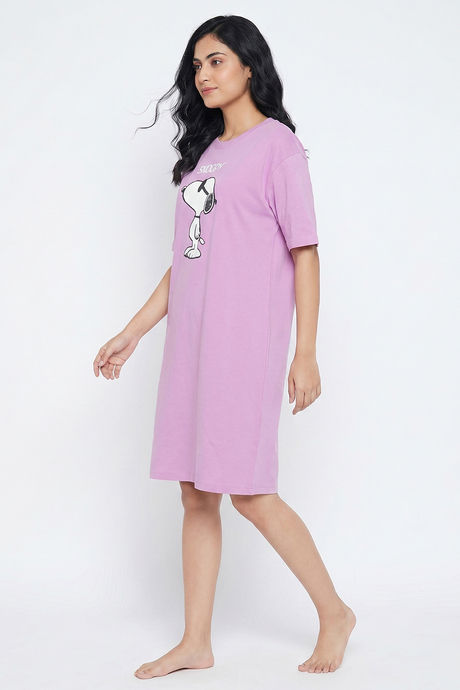 Zivame Peanuts Knit Cotton Loungewear Dress - Phalaenopsis — image 3