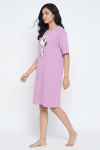 Zivame Peanuts Knit Cotton Loungewear Dress - Phalaenopsis — thumbnail 3