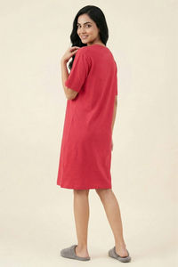 Zivame Minnie Mouse Knit Cotton Loungwear Dress - Raspberry — thumbnail 2