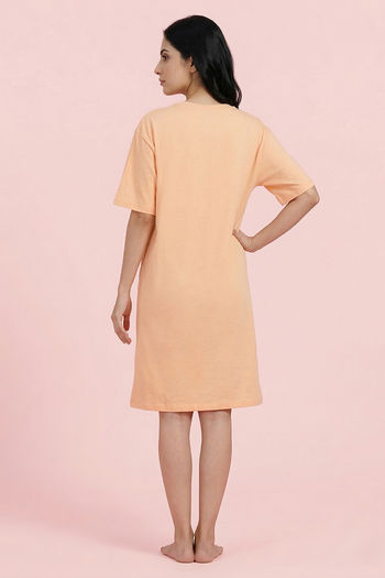 Zivame Mickey Mouse Knit Cotton Loungwear Dress - Sunbrust — image 2