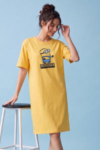 Zivame Minions Knit Cotton Loungwear Dress - Yarrow — thumbnail 1