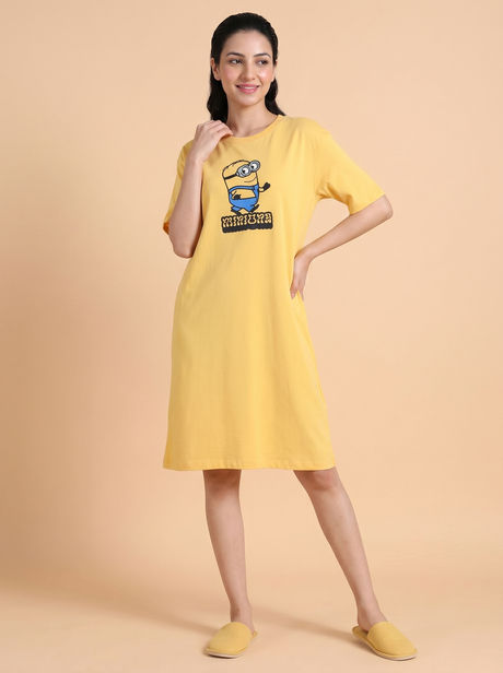Zivame Minions Knit Cotton Loungwear Dress - Yarrow — image 2
