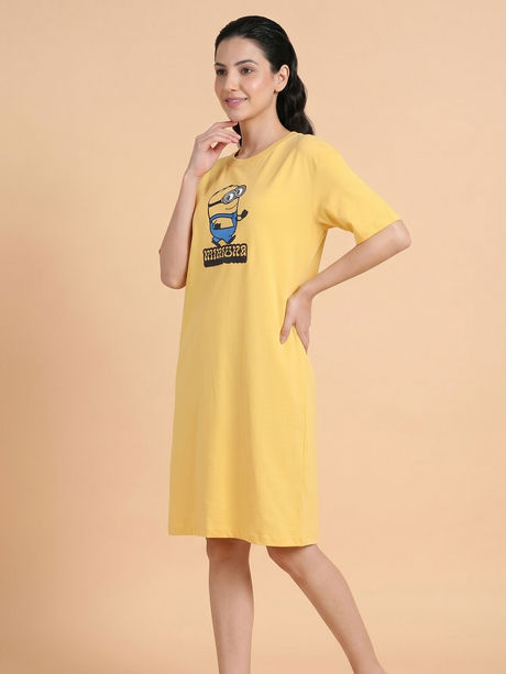 Zivame Minions Knit Cotton Loungwear Dress - Yarrow — image 3