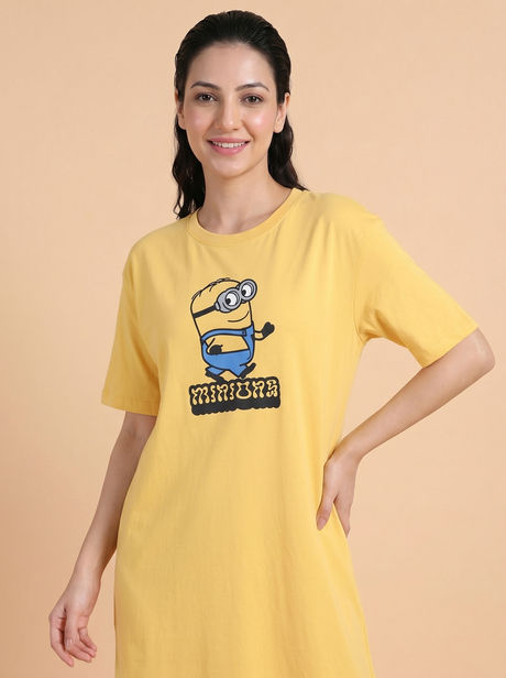 Zivame Minions Knit Cotton Loungwear Dress - Yarrow — image 4