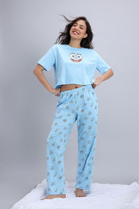 Zivame Sponge Bob Knit Cotton Pyjama Set - Country Air — thumbnail 2