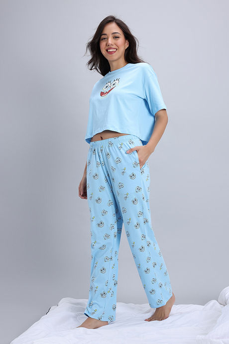 Zivame Sponge Bob Knit Cotton Pyjama Set - Country Air — image 3