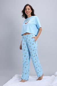 Zivame Sponge Bob Knit Cotton Pyjama Set - Country Air — thumbnail 3
