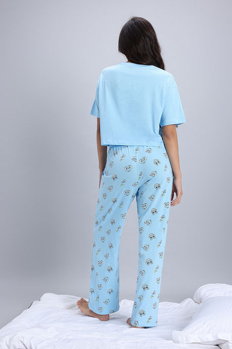 Zivame Sponge Bob Knit Cotton Pyjama Set - Country Air — image 4