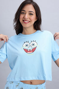 Zivame Sponge Bob Knit Cotton Pyjama Set - Country Air — thumbnail 6
