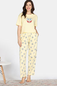 Zivame 2 Mile Fashion Knit Cotton Pyjama Set - Popcorn — thumbnail 3
