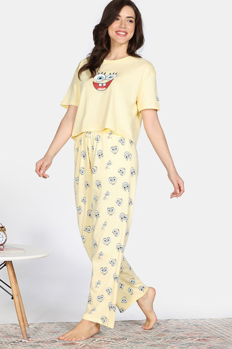 Zivame 2 Mile Fashion Knit Cotton Pyjama Set - Popcorn — image 4