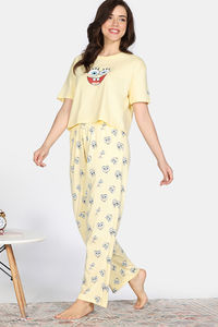 Zivame 2 Mile Fashion Knit Cotton Pyjama Set - Popcorn — thumbnail 4