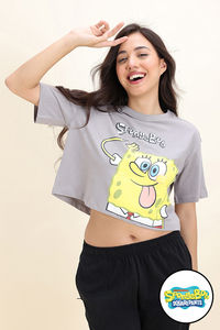 Zivame Sponge Bob Knit Cotton Loungewear Top - Wet Weather — thumbnail 2