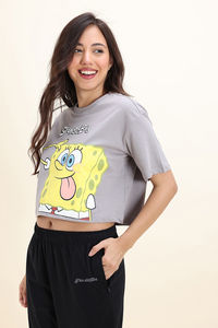 Zivame Sponge Bob Knit Cotton Loungewear Top - Wet Weather — thumbnail 3
