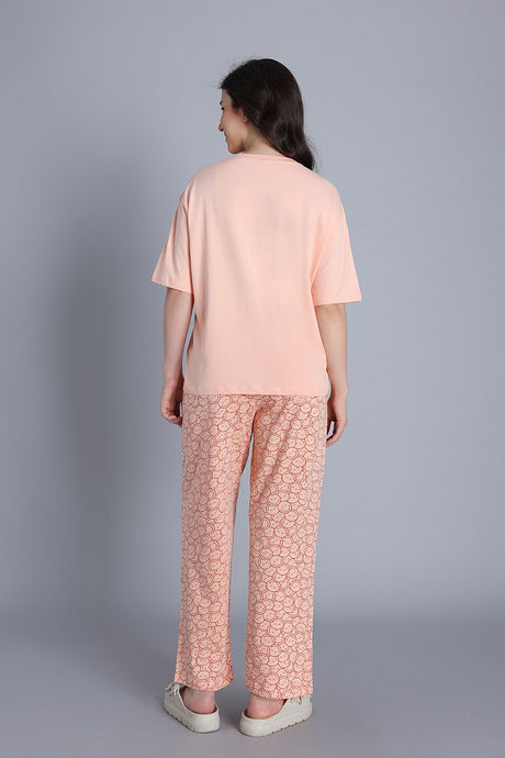 Zivame Smiley World 2 Mile Fashion Knit Cotton Loungewear Set - Peach Parfait — image 4