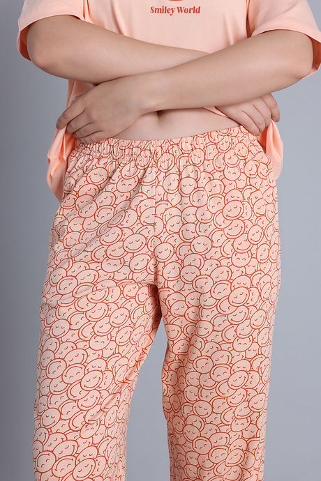 Zivame Smiley World 2 Mile Fashion Knit Cotton Loungewear Set - Peach Parfait — image 7