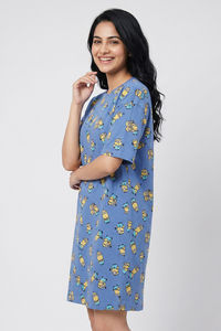 Zivame Minions Knit Cotton Loungewear Dress - Riviera — thumbnail 4