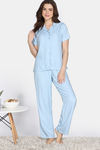Zivame Sugar Stripes Woven Pyjama Set - Omphalodes — thumbnail 2