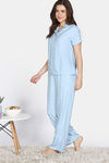Zivame Sugar Stripes Woven Pyjama Set - Omphalodes — thumbnail 3