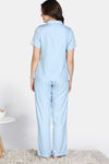 Zivame Sugar Stripes Woven Pyjama Set - Omphalodes — thumbnail 4