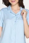 Zivame Sugar Stripes Woven Pyjama Set - Omphalodes — thumbnail 5