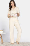 Zivame Sugar Stripes Woven Pyjama Set - Parchment — thumbnail 1