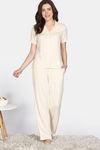 Zivame Sugar Stripes Woven Pyjama Set - Parchment — thumbnail 2