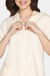 Zivame Sugar Stripes Woven Pyjama Set - Parchment — thumbnail 5