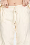 Zivame Sugar Stripes Woven Pyjama Set - Parchment — thumbnail 7