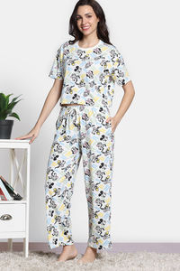 Zivame 2 Mile Fashion Knit Cotton Loungewear Set - Marshmallow — thumbnail 4
