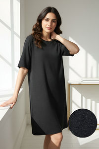Zivame 2 Mile Fashion Knit Cotton Loungewear Dress - Caviar — thumbnail 2