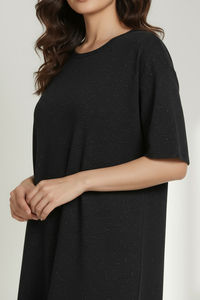 Zivame 2 Mile Fashion Knit Cotton Loungewear Dress - Caviar — thumbnail 6