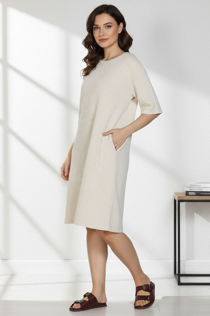 Zivame 2 Mile Fashion Knit Cotton Loungewear Dress - Marshmallow — image 3