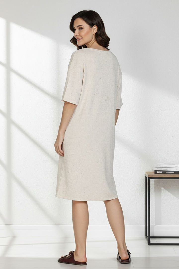 Zivame 2 Mile Fashion Knit Cotton Loungewear Dress - Marshmallow — image 4