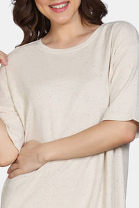 Zivame 2 Mile Fashion Knit Cotton Loungewear Dress - Marshmallow — thumbnail 7