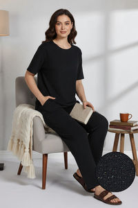 Zivame 2 Mile Fashion Knit Cotton Loungewear Set - Caviar — thumbnail 2