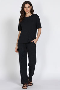 Zivame 2 Mile Fashion Knit Cotton Loungewear Set - Caviar — thumbnail 4