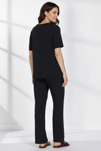 Zivame 2 Mile Fashion Knit Cotton Loungewear Set - Caviar — thumbnail 5