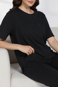 Zivame 2 Mile Fashion Knit Cotton Loungewear Set - Caviar — thumbnail 6