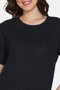 Zivame 2 Mile Fashion Knit Cotton Loungewear Set - Caviar — thumbnail 7