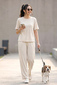 Zivame 2 Mile Fashion Knit Cotton Loungewear Set - Marshmallow — thumbnail 1