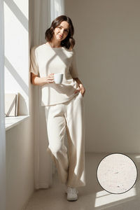 Zivame 2 Mile Fashion Knit Cotton Loungewear Set - Marshmallow — thumbnail 2