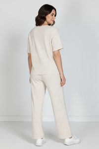Zivame 2 Mile Fashion Knit Cotton Loungewear Set - Marshmallow — thumbnail 3